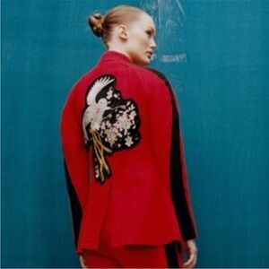 NWT Zara Special Edition CFDA/Vogue Fashion Embroidered Patch Blazer size XS